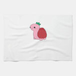 Cute pink blushing strawberry turtle Classic T-Shi Kitchen Towel