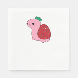 Cute pink blushing strawberry turtle Classic T-Shi Napkins