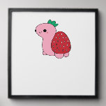 Cute pink blushing strawberry turtle Classic T-Shi Peel And Stick Photo Tile
