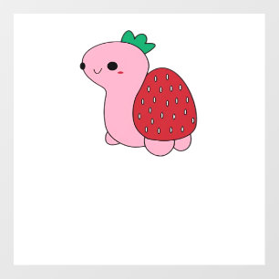 Cute pink blushing strawberry turtle Classic T-Shi Wall Decal
