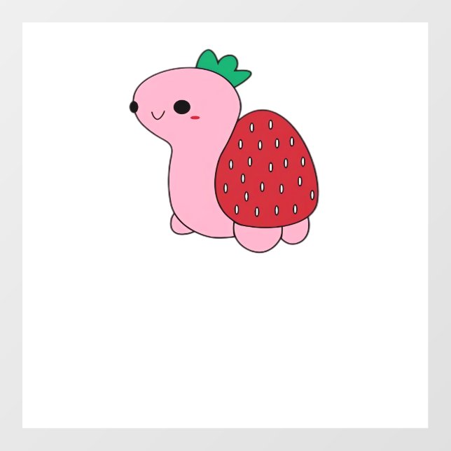 Cute pink blushing strawberry turtle Classic T-Shi Wall Decal (Front)