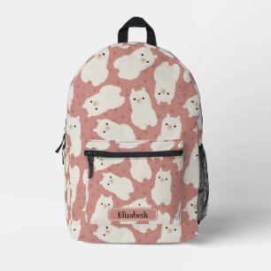 Cute Pink Boho Llama Personalized Kids Name Printed Backpack