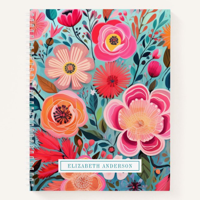 Cute Pink Botanical Stylish Floral Journal (Front)