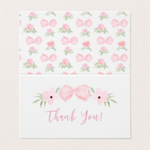 Cute pink bow baby girl shower thank you cards