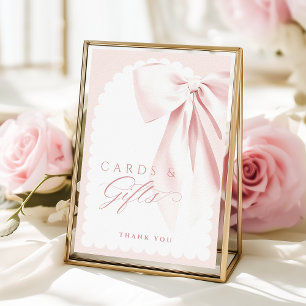 Cute Pink Bow Baby Shower Cards & Gifts Table Sign