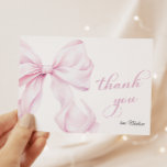 Cute Pink Bow Baby Shower Thank You Card<br><div class="desc">Cute Pink Bow Baby Shower Thank You Card</div>