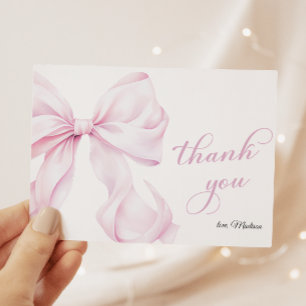 Cute Pink Bow Baby Shower Thank You Card