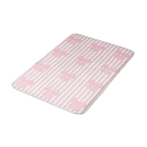 Cute Pink Bow Bath Mat | Coquette Girly Bathroom D