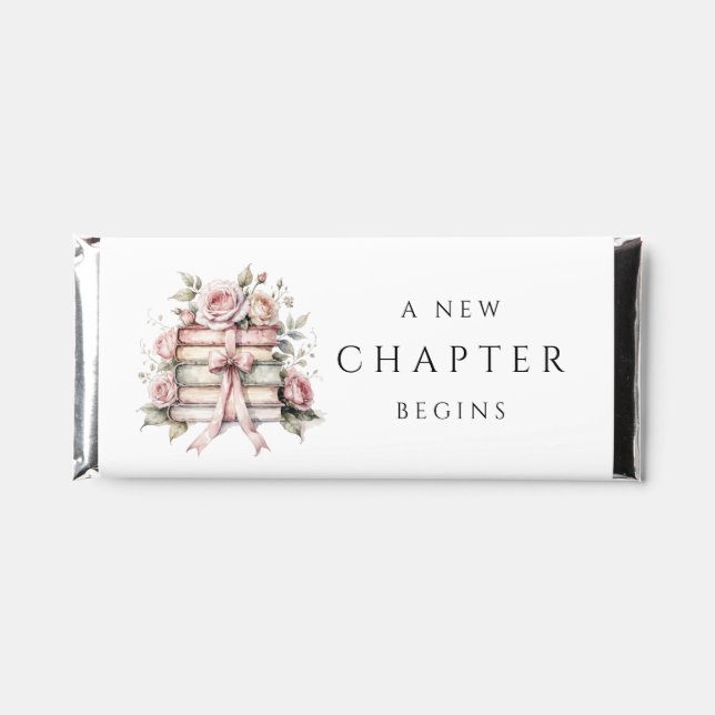 Cute Pink Bow Book Baby Shower Hershey Bar Favors (Front)