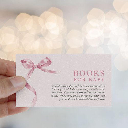 Cute Pink Bow Book Request Baby Shower 