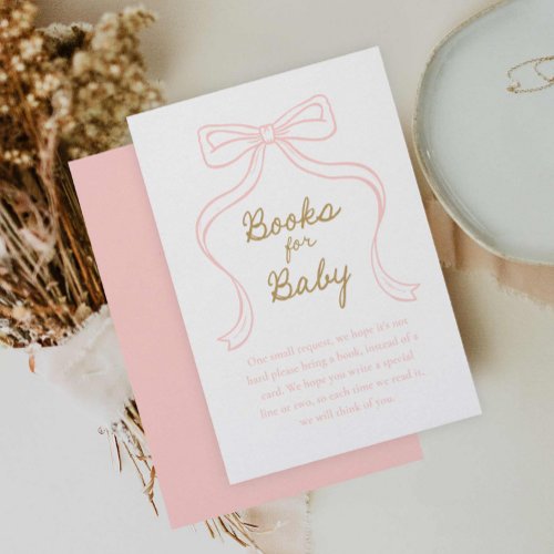 Cute Pink Bow Books for Baby Enclosure Card