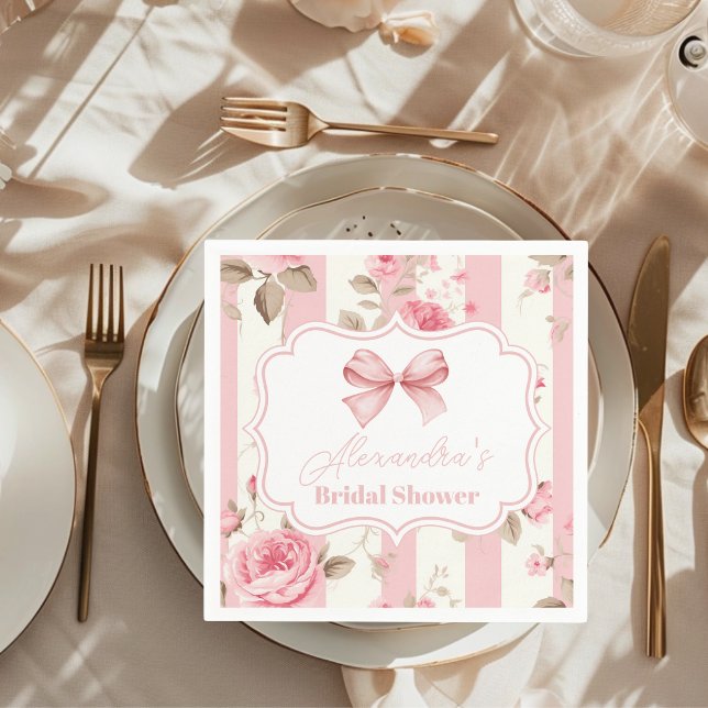 Cute Pink Bow Bridal Shower Napkins (Creator Uploaded)