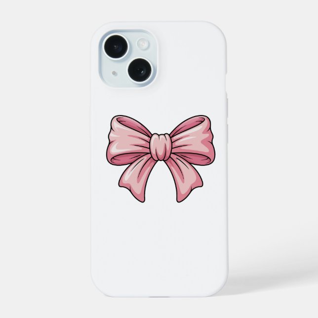 Cute Pink Bow Coquette Aesthetic iPhone Case (Back)