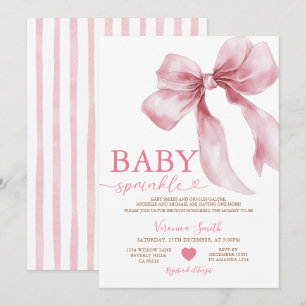 Cute Pink Bow Coquette Baby Sprinkle Baby Shower Invitation