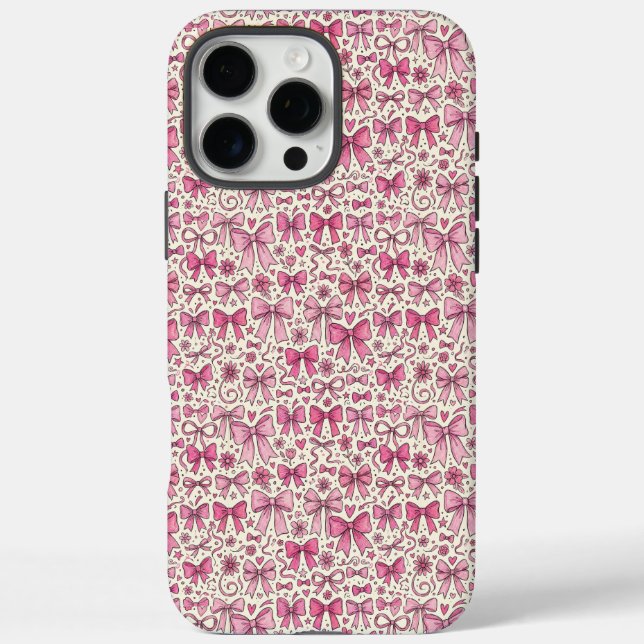Cute Pink Bow Doodle Pattern Coquette Style Case-Mate iPhone Case (Back)