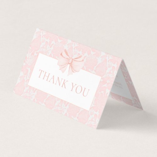 Cute pink bow floral baby shower thank you cards