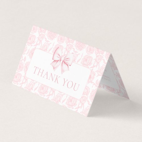 Cute pink bow floral baby shower thank you cards