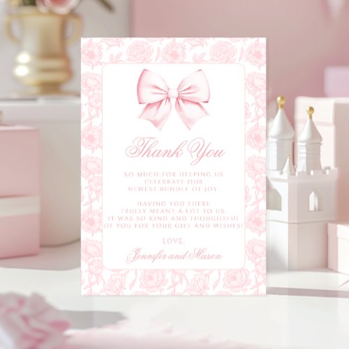 Cute pink bow floral preppy baby girl shower
