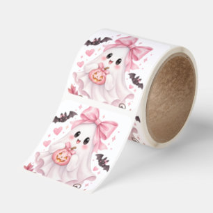 Cute Pink Bow Ghost Halloween Sticker