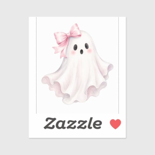 Cute Pink Bow Ghost Halloween Sticker
