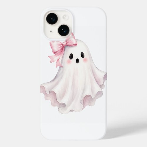Cute Pink Bow Ghost Halloween Sticker Case-Mate iPhone 14 Case