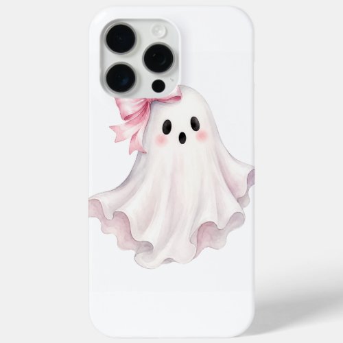 Cute Pink Bow Ghost Halloween Sticker iPhone 15 Pro Max Case