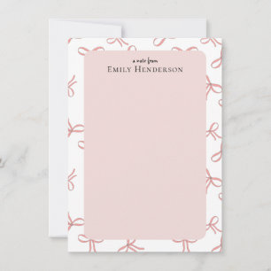 Cute Pink Bow Girly Coquette Frame Note Card
