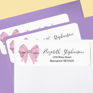 Cute Pink Bow Girly Return Address Label
