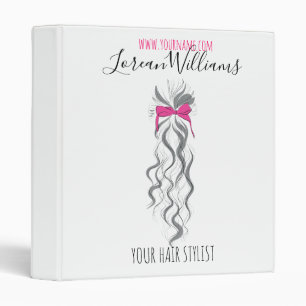 Cute Pink Bow Grey and White Braider Hair Styling Binder