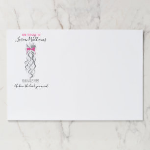 Cute Pink Bow Grey and White Braider Hair Styling Paper Pad
