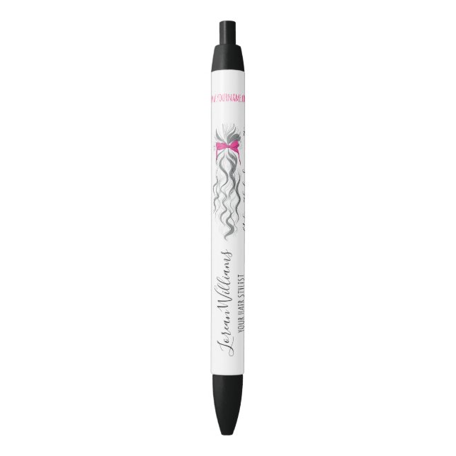 Cute Pink Bow Grey and White Braider Hair Styling  Pen (Front Vertical)