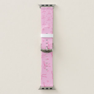 Cute Pink Bow & Heart Leggings Apple Watch Band