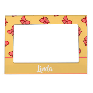 Cute pink bow knot pattern magnetic frame