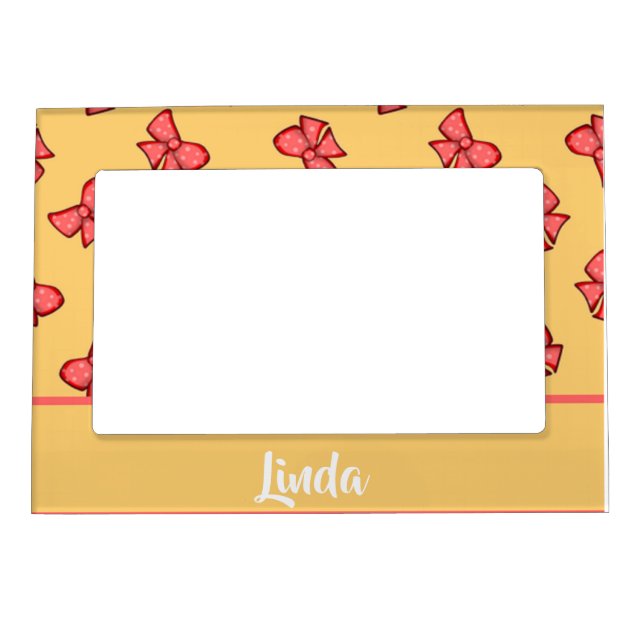 Cute pink bow knot pattern magnetic frame (Front)
