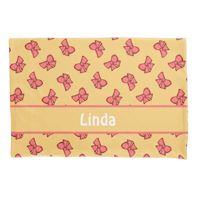 Cute pink bow knot pattern pillow case (Front)