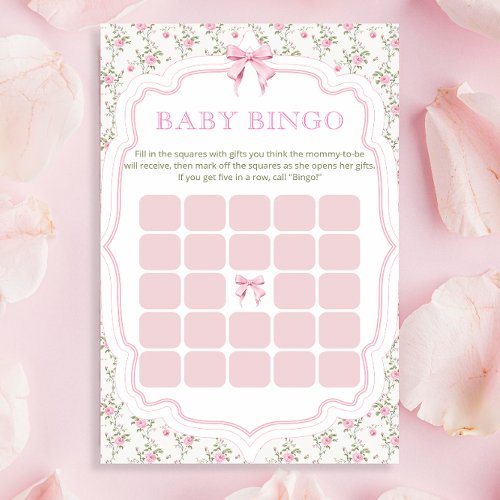 Cute Pink Bow Love Shack Baby Shower Bingo Game