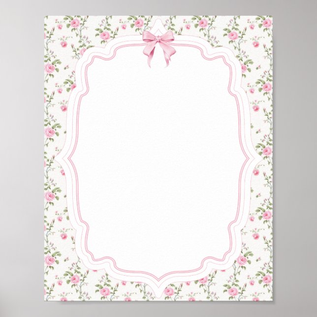 Cute Pink Bow Love Shack Baby Shower Mom-osa Bar Poster (Front)