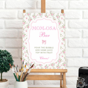 Cute Pink Bow Love Shack Baby Shower Mom-osa Bar Poster