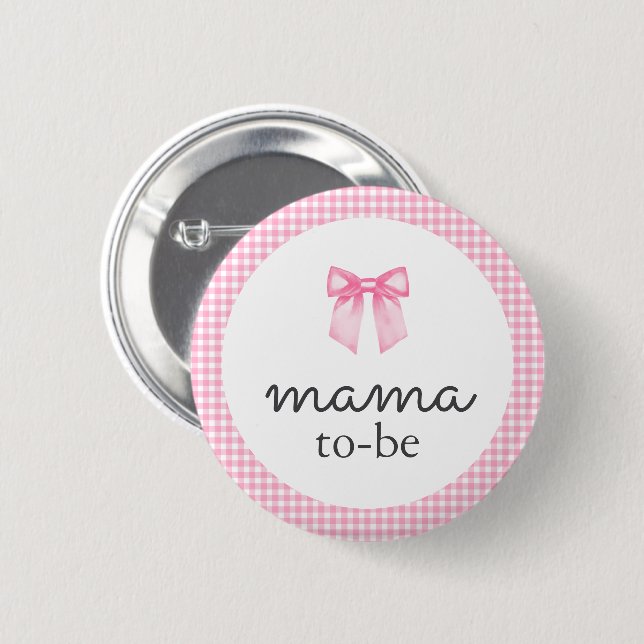 Cute Pink Bow Mama To Be Button (Front & Back)