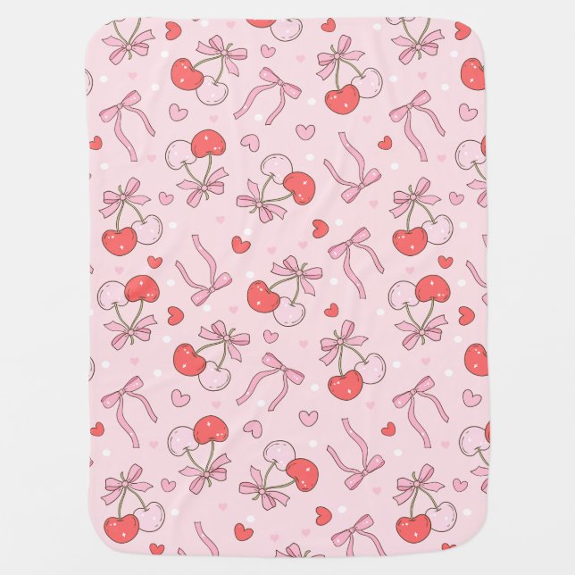 Cute pink bow pattern girls custom Blanket (Front)