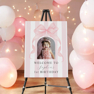Cute Pink Bow Photo Child's Birthday Welcome Foam Board