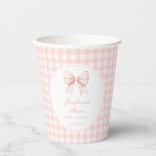 Cute pink bow preppy baby girl shower paper cups