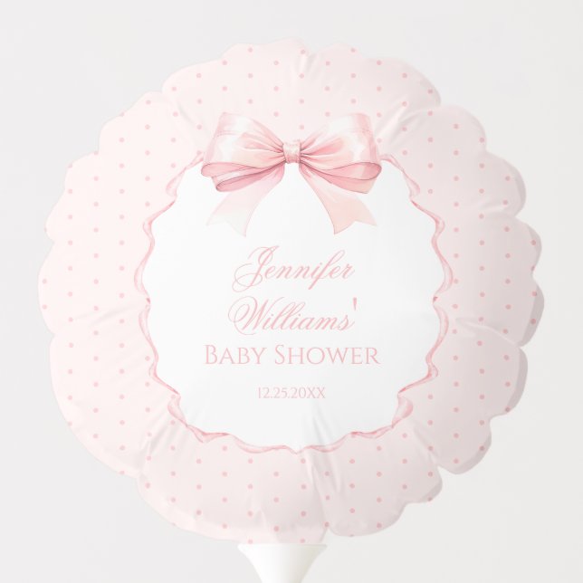 Cute pink bow ribbon baby girl shower balloon (Back)