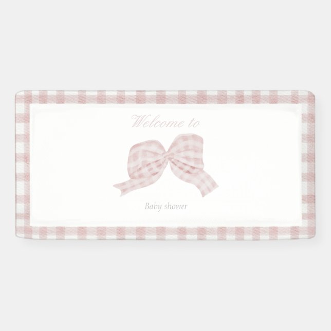 Cute pink bow ribbon baby shower  banner (Horizontal)