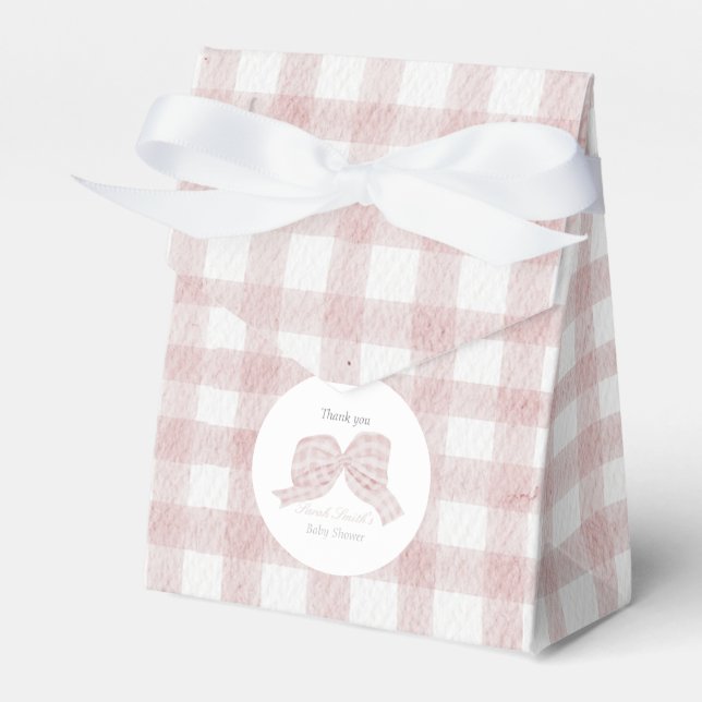 Cute pink bow ribbon baby shower  favor boxes (Front Side)