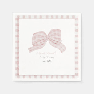 Cute pink bow ribbon baby shower napkins