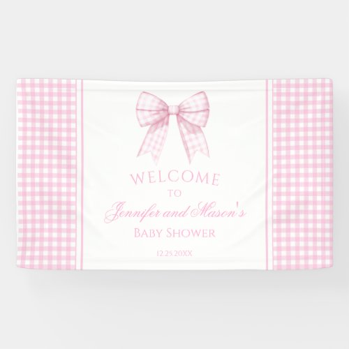 Cute pink bow ribbon baby shower welcome Banner