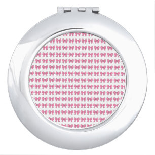 Cute Pink Bow Ribbon Design – Girly Kawaii Bow Compact Mirror