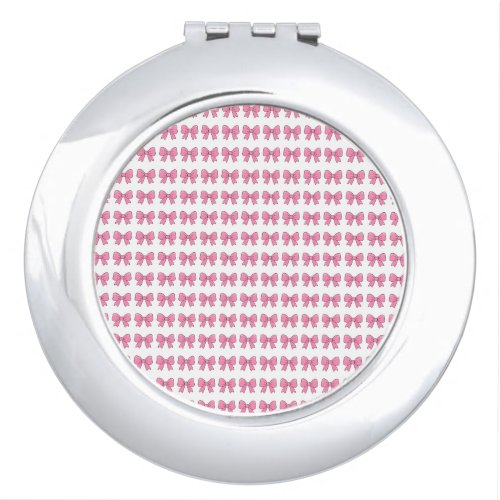 Cute Pink Bow Ribbon Design – Girly Kawaii Bow Compact Mirror
