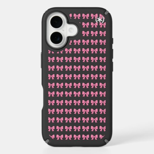 Cute Pink Bow Ribbon Design – Girly Kawaii Bow iPhone 16 Case